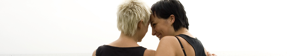 Lesbian couple relaxing in Wilton Manors